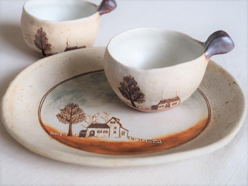 中古】□小林まり子 ＊カフェオレボウル＊土の家カップ食器